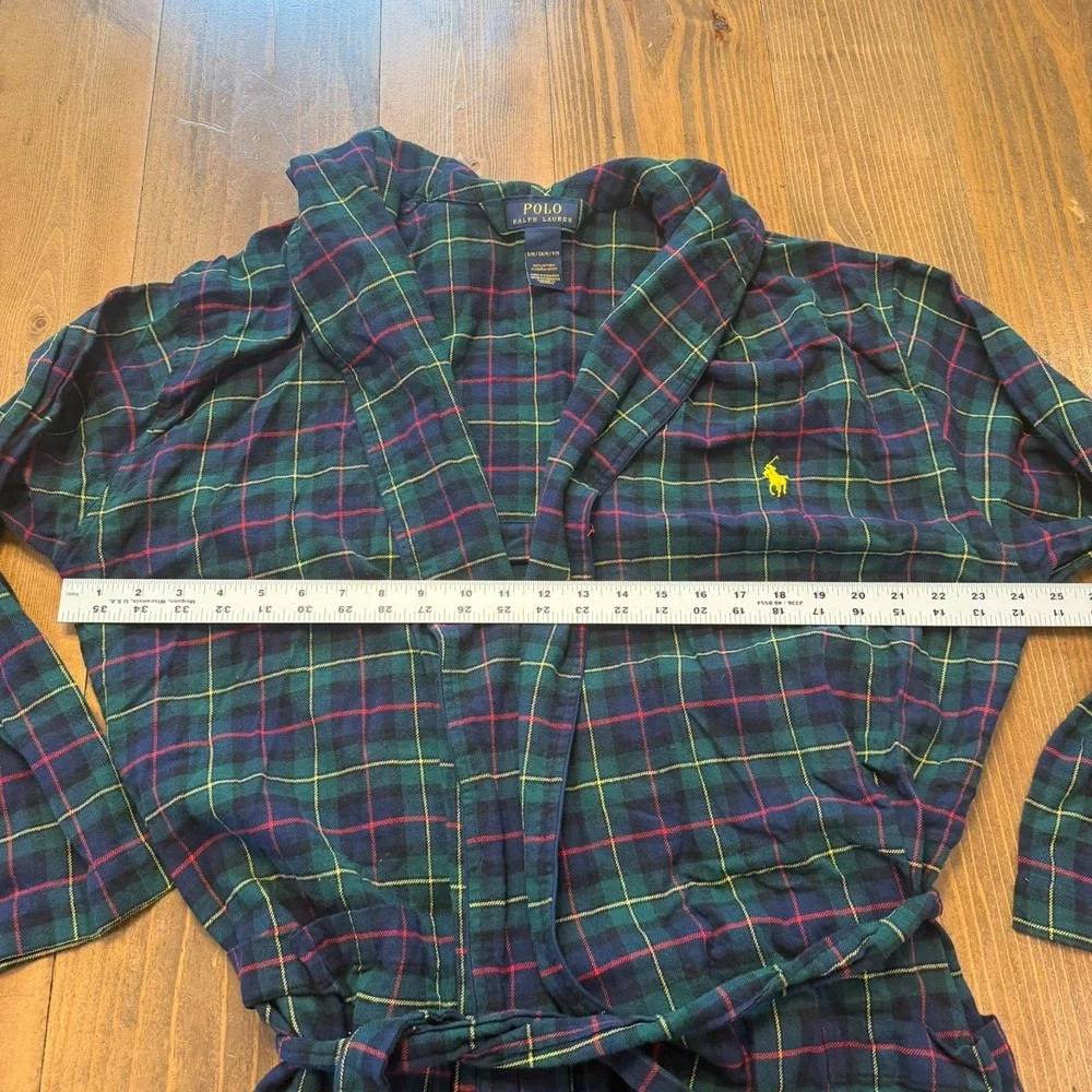 Polo Ralph Lauren Robe Mens‎ S/M Plaid 100% Cotton Lightweight Flannel